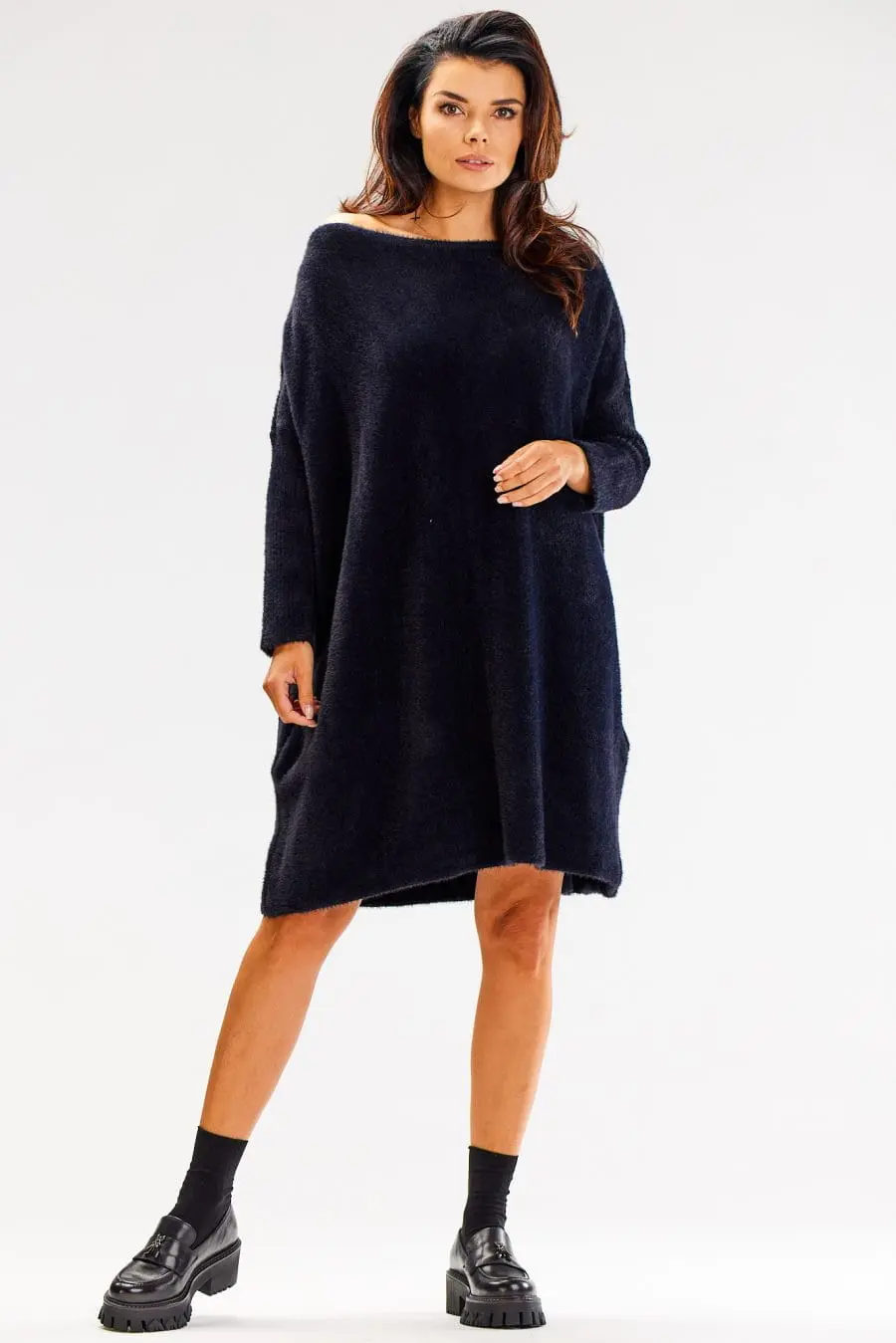 Sweterkowa Sukienka Oversize Czarna